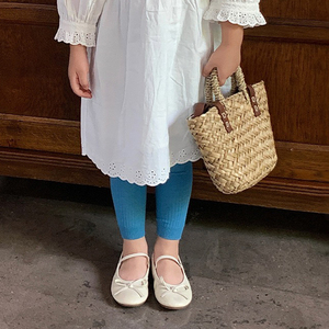 กางเกงเลกกิ้งถักนิตติ้งผ้าฝ้ายสำหรับเด็กผู้หญิง สีพื้น สำหรับฤดูใบไม้ผลิและฤดูใบไม้ร่วง กางเกงขายาวครอปสำหรับเด็กนักเรียน - Product Image 5