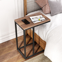Table d'appoint moderne, Table basse, salon, chevet, chambre à coucher, support de nuit, canapé, Table d'appoint carrée, Cube étroit, bois, métal, forme c