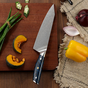 سكين داماسكوس 8 بوصة 110 طبقات من الكهرمان سكين طاهٍ ياباني بنمط ماسي مع مقبض G10 - Product Image 3