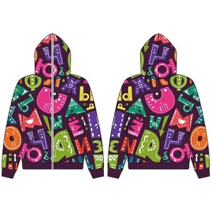 DHZ1109 New Custom Full <b>Zip</b> up <b>Hoodie</b> Oversized Front <b>Zip</b> Side <b>Pocket</b> Polyester Sublimation Design All Over Print for Spring - Product Image 6