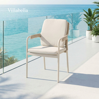 Chaise de salle à manger d'extérieur en corde tressée résistante aux UV, structure en aluminium, pour bistrot, hôtel, terrasse, jardin, mobilier tout temps