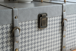 Cổ hình chữ nhật lưu trữ bằng gỗ thân cây Organizer <span class=keywords><strong>Box</strong></span> với PU vành đai da trang trí lưu trữ nhà - Product Image 4