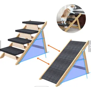 Pet Climbing Ladder Senior Cat Dog Wooden Stairs Foldable Pet Ramp Factory Wholesale Hot Sell