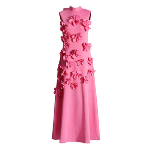 Robe élégante pour femmes, nouveau design d'été, col montant, robe tendance avec nœud et motif floral - Product Image 6