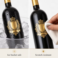 Bouteille de whisky personnalisée avec étiquette en cristal doré, finition métallique, transfert UV DTF, décalcomanie en relief