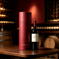 Emballage personnalisé en tube de papier pour bouteille de vin, boîte-cadeau cylindrique en carton, fournisseur en gros