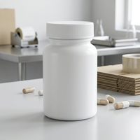 Conteneur en HDPE blanc avec bouchon à vis, bouteille cylindrique en plastique pour vitamines, capsules, comprimés