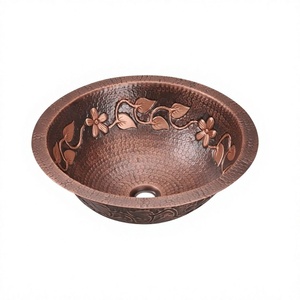 Fregadero de Cocina de Cobre Martillado con Forma Redonda de Calidad Premium, Lavabo para Utensilios de Cocina - Product Image 1