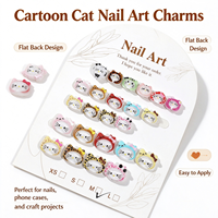 Breloques 3D pour ongles en résine brillante motif chat KT dessin animé, imprimé léopard mignon, tailles variées, pour décoration d'ongles DIY et manucure