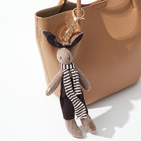 Pendentif de sac et porte-clés de voiture en peluche, lapin créatif coréen avec cravate, accessoires unisexes