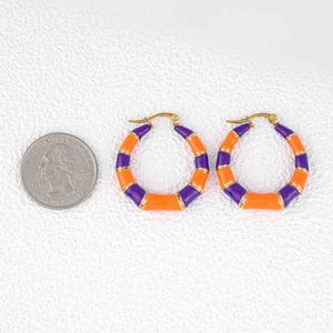 304 316 Spot Goods Classic Trendy Orange Purple Alloy Hoop <b>Earrings</b> Gold Plated Women's Anniversary Jewelry - Product Image 5