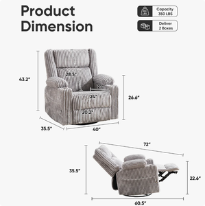 <span class=keywords><strong>Fauteuil</strong></span> inclinable électrique avec massage et chaleur, <span class=keywords><strong>fauteuil</strong></span> inclinable <span class=keywords><strong>pivotant</strong></span> pour adultes avec rangement pour les bras, support pour téléphone - Product Image 2