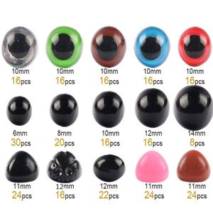 Kit d'yeux et de nez de sécurité en plastique coloré pour la fabrication artisanale de poupées, accessoires de bricolage, yeux et nez noirs - Product Image 4