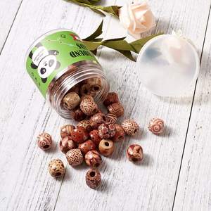 Cuentas redondas de madera pintadas surtidas, espaciador de cuentas sueltas de gran agujero, cuentas de diámetro para fabricación de pulseras - Product Image 2