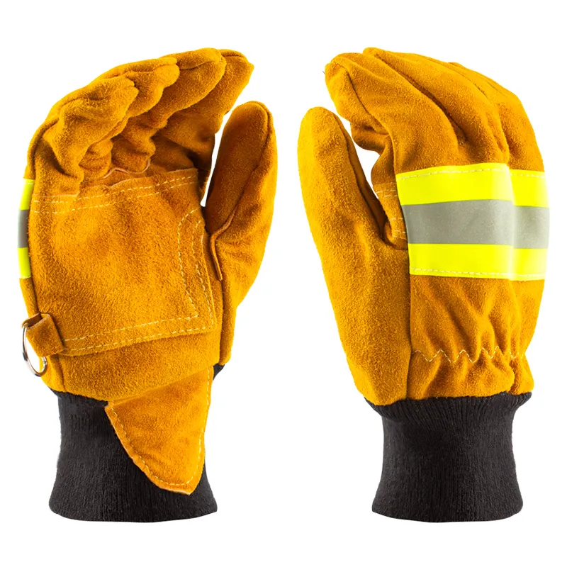 革抽出手袋反射ストリップ付き難燃性消防救助手袋