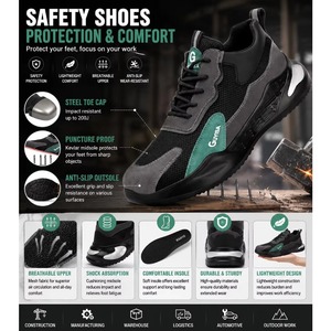 Chaussures de protection du travail pour hommes, anti-choc, anti-perforation, avec embout en acier, pour chantier, en velours et maille, d'été, en daim - Product Image 4