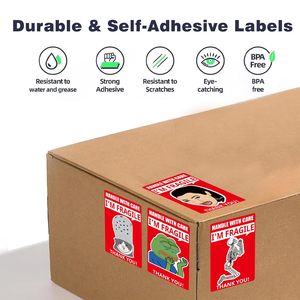 Etiqueta de Envío Frágil <span class=keywords><strong>3x2</strong></span>, Adhesivo de Cuidado, Meme Cry, para Caja de Mudanza, Paquete, Entrega, Señalización, Calcomanía, Rollo de Papel - Product Image 3