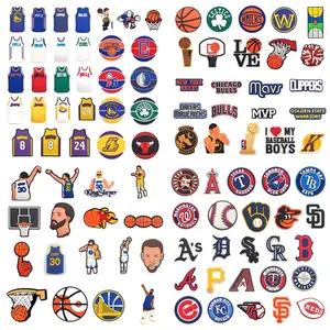 New Basketball Sport Team Custom Shoe Decorations Charms Wristband Bracelet Accessories Clog shoe charms Straw toppers