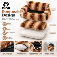 Canapé-lit pour chien en fausse fourrure de luxe, amovible, lavable, en peluche douce, lit confortable pour chat et chiot, personnalisable OEM