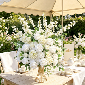 Composizione Floreale per Matrimoni <span class=keywords><strong>e</strong></span> San Valentino, Sfera di Fiori Artificiali in Seta Bianca <span class=keywords><strong>e</strong></span> Verde, Produzione Diretta - Product Image 1
