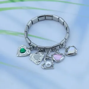 Hapiship 2024 nueva moda romántica corazón amor encanto italiano enlaces ajuste 9mm pulsera de acero inoxidable DIY hacer joyería DJ651 - Product Image 4