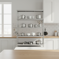 Étagère robuste en acier inoxydable épaissi à 4 niveaux, rayonnage de stockage commercial pour cantine, salle à manger et cuisine