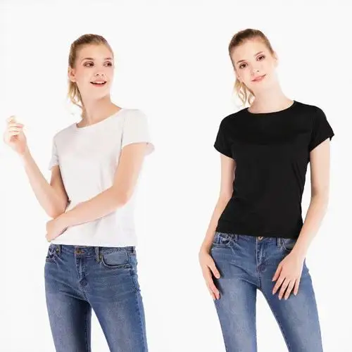 2020卸売女性女の子最新デザイン格安卸売女性プレーンブランクベーシックカジュアルTシャツ