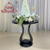 Vente de gros Plateau en verre Cadre en acier inoxydable Table ronde pour gâteau de mariage
