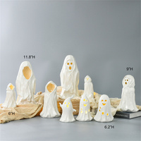 Lampes fantômes en céramique fabriquées à la main décorations d'Halloween Figurines en céramique avec lumières LED décor fantôme pour Halloween
