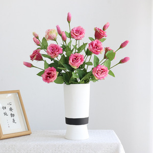 Fleur artificielle de Lisianthus en soie à 2 têtes, décorative romantique pour la maison et les mariages, haute simulation, durable - Product Image 2