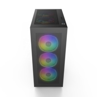Mid Tower ATX Tempered Glass Plastic & Steel Computer Case with Water Cooling System and 3 Fans for PC Gamers