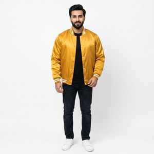 Custom Men's Vintage Winter Jacket Waterpoof Casual Varsity Flight Windbreaker Satin Coat Cotton <b>Leather</b> Letterman Jackets - Product Image 1