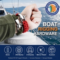 Manille en acier inoxydable de type D forgée, 4 mm, réglable, pour ligne de vie extérieure, bracelet en paracorde, boucle, matériel de sport, yacht, bateau