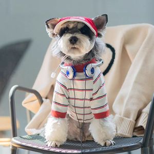 Vêtements pour chiens-Manteau pour chien à quatre pattes rayé printemps/été-Ours en peluche, Poméranie, <span class=keywords><strong>carlin</strong></span>, même style que Schnauzer Jacket T-shirt - Product Image 1