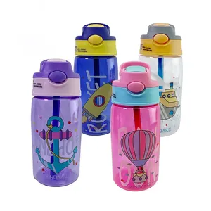 480ML Cartoon Multi color Kinder Stroh Wasser becher mit Griff Kinder tragbare Wasser flasche Trinkhalm Tasse