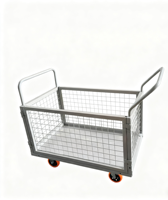 Carretilla Industrial Plegable de Malla Metálica Reforzada con Paneles Laterales de Malla, Carro de Logística para Recolección en Almacén