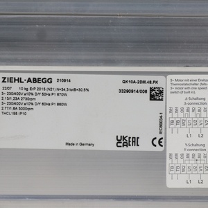 Ventilateur tangentiel pour armoire de commande HVAC ZIEHL-ABEGG QK10A-2DM.48.FK 210914 230/400V 50/60Hz 0.67/0.86kW 2730/3000RPM - Product Image 4