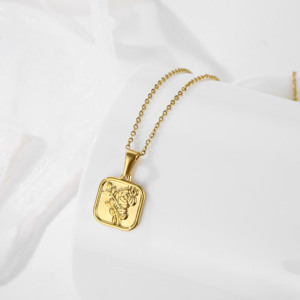 Collier Vintage en Plaqué Or 18k Charme Pendentif Rose Française Collier Floral en Acier Inoxydable 316L Accessoires de Bijoux pour Femmes - Product Image 5