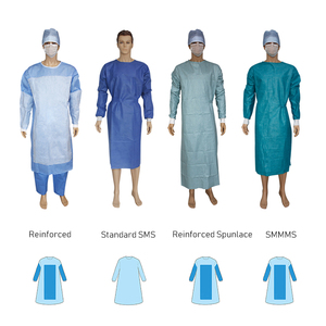 Blouse d'isolement jetable en PP bleu foncé, imperméable, anti-éclaboussures, médicale, de protection, 40 g/m², pour hôpital - Product Image 4