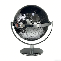 Globe terrestre moderne de luxe noir et argenté de 20 cm avec support universel à cardan en métal pour décoration de bureau, maison, et éducation géographique HOLLY