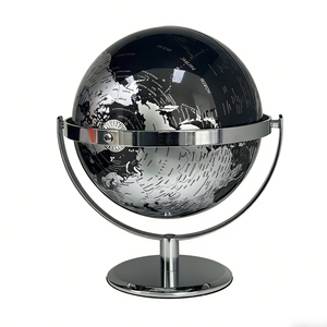 Globo Terráqueo Metálico Moderno Negro y Plateado de 8 Pulgadas (20 cm) con Soporte Universal, Decoración para Oficina y Hogar, Educación Geográfica - Product Image 3