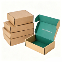 Boîte d'expédition en kraft personnalisée avec intérieur vert, pliable, pour vêtements, cosmétiques, petites entreprises, cadeaux