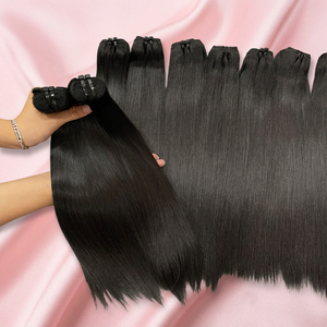 Extensions de cheveux humains sélectionnées de qualité supérieure, lisses comme des baguettes, noir naturel, avec trame saine, brillance naturelle, faciles à peigner, sans perte de cheveux, prêtes à être expédiées - Product Image 1