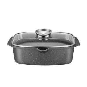 Hot Sale <strong>Fish</strong> Pan Commercial 32cm Big Nonstick Granite Die Casting Aluminum Induction Enamel Roaster Pan with Lid - Product Image 1