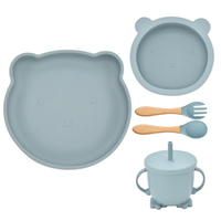 Set de vaisselle pour nouveau-né, 5 pièces, cuillère fourchette, ventouse bols avec tasse pour bébé, service cadeau de mariage Led