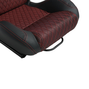 Sièges de voiture modifiés, sièges sport en cuir PVC, rails coulissants doubles, noir et rouge, surpiqûres en losange, pour améliorer l'intérieur de la voiture - Product Image 4