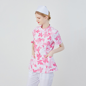 Tenues médicales unisexes en coton imprimé par transfert thermique pour médecins et infirmières, ensembles de blouses et pantalons, uniformes d'hôpital pour personnel, modèle DUI DE 020412 - Product Image 6