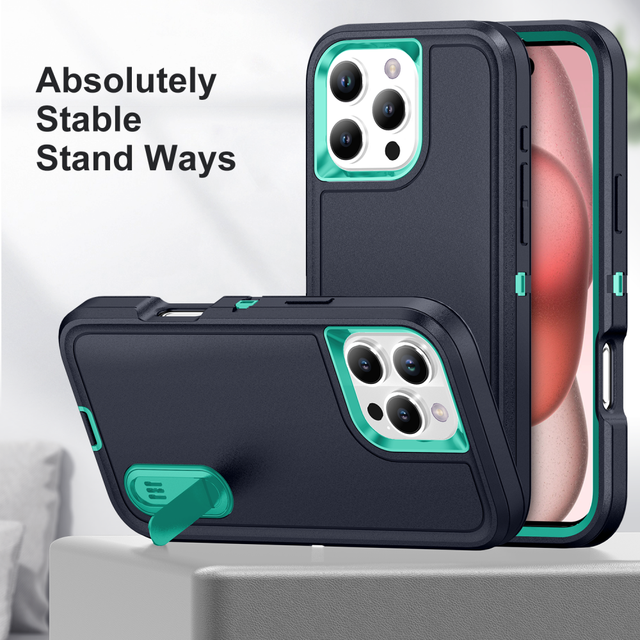 In Stock 3 in 1 Full Protect Phone CaseFor iPhone 17 Kickstand Shockproof Back Cover for Motorola for Google for Samsung S25u