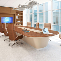 Table de conférence de bureau moderne de luxe en noyer extensible 4m 5m 10 personnes 20 personnes Grand mobilier de bureau commercial