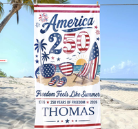Serviettes de plage personnalisées en gros pour le 250e anniversaire des États-Unis, thème patriotique, anti-sable, en microfibre